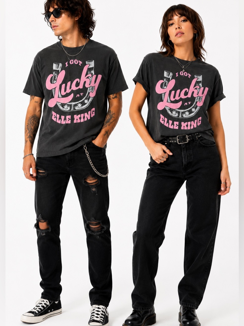 Elle King “I Got Lucky” Tour 2023 Graphic Band Tee T-Shirt Pink Black Size Large